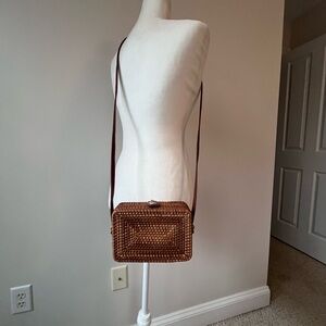 Brown Woven Wicker Crossbody